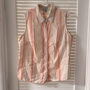 George Women’s Pink & Coral Striped Buttondown Sleeveless Blouse, size 2x
